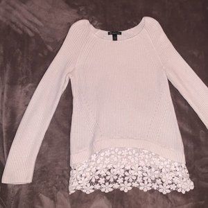INC Knit Sweater w/ Floral Fringe